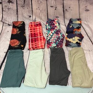 8 PC Small LuLaRoe Kids Leggings Set Solids, Floral, Plaid, and Abstract Designs